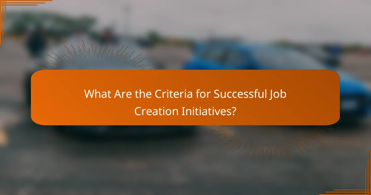 What Are the Criteria for Successful Job Creation Initiatives?
